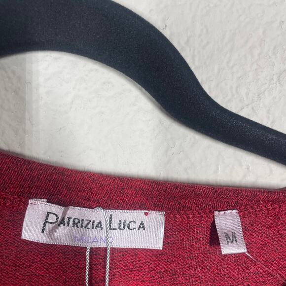 Patrizia Luca Milano Medium Crew Neck Blouse Red Black High Low Long Sleeves - Picture 7 of 10